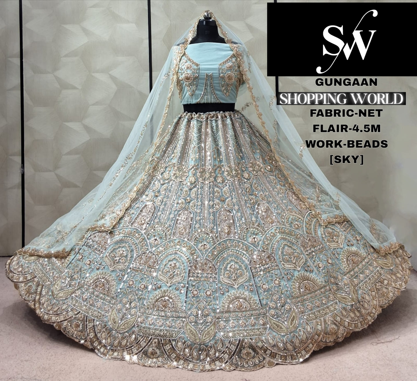 Chiku Golden Designer Net Lehenga