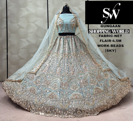 Sky Blue Designer Net Lehenga