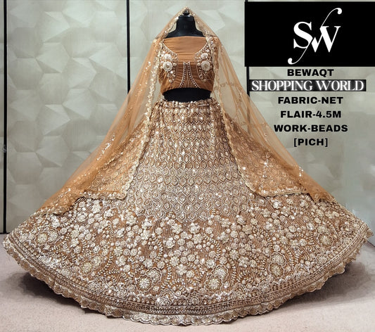 Peach Net Lehenga