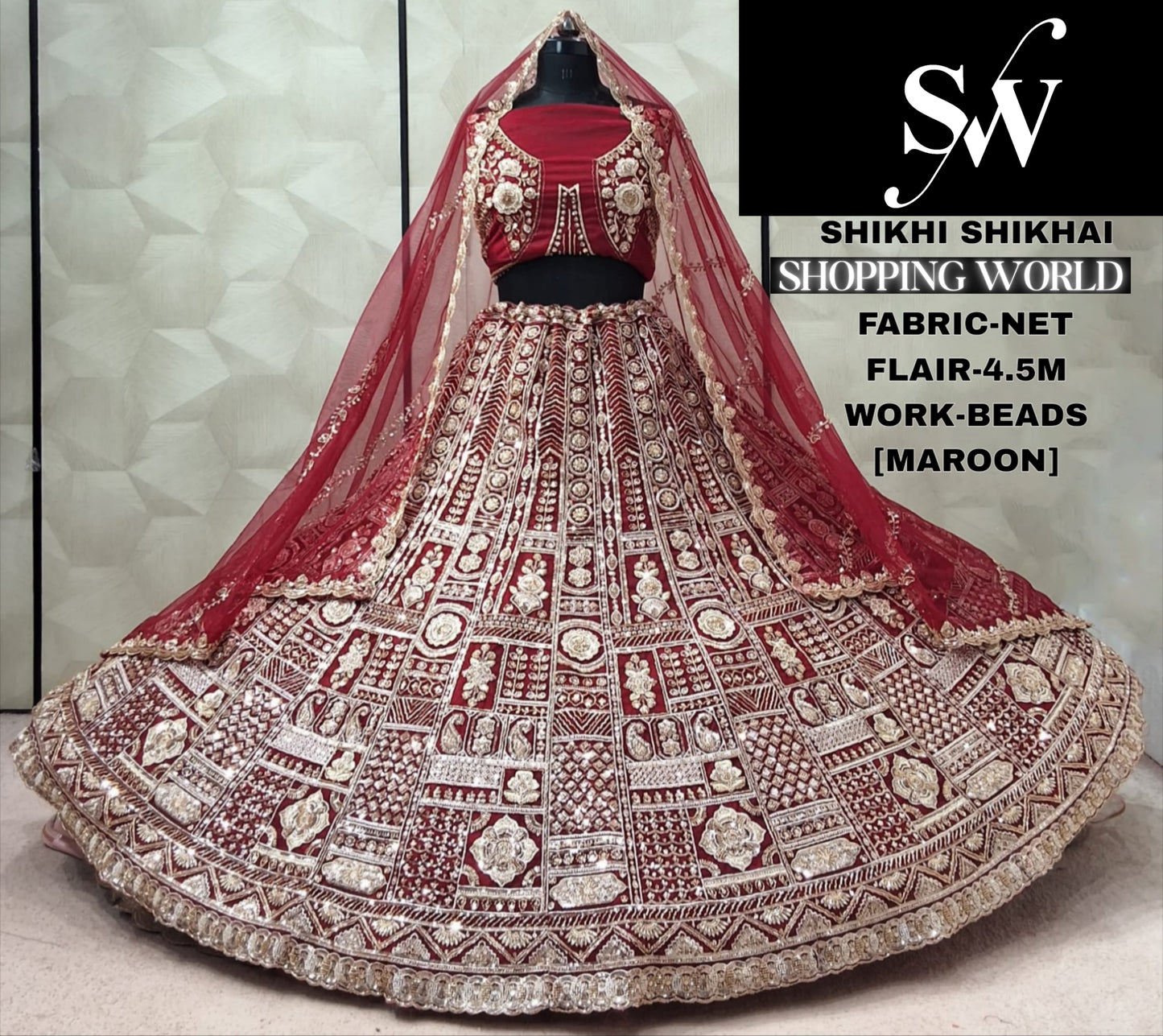 Mustard Net Lehenga