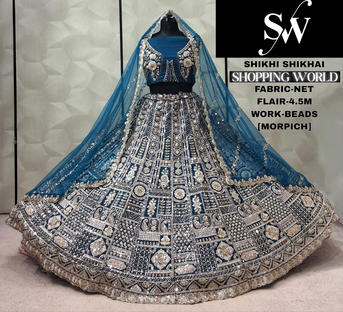 Mustard Net Lehenga