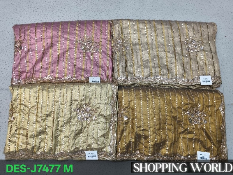 Pink Mustard Golden Silver  Designer Saree