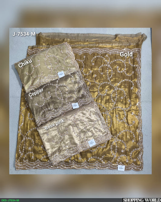 Golden Silver Rose Pink Designer Saree