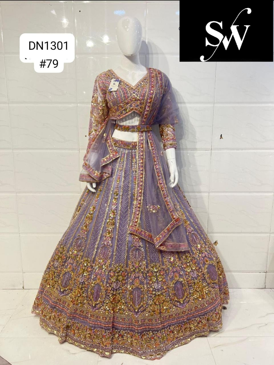 Lavender Crop Top Lehenga