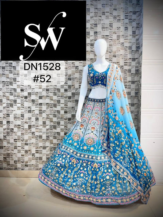 Blue Crop Top Lehenga