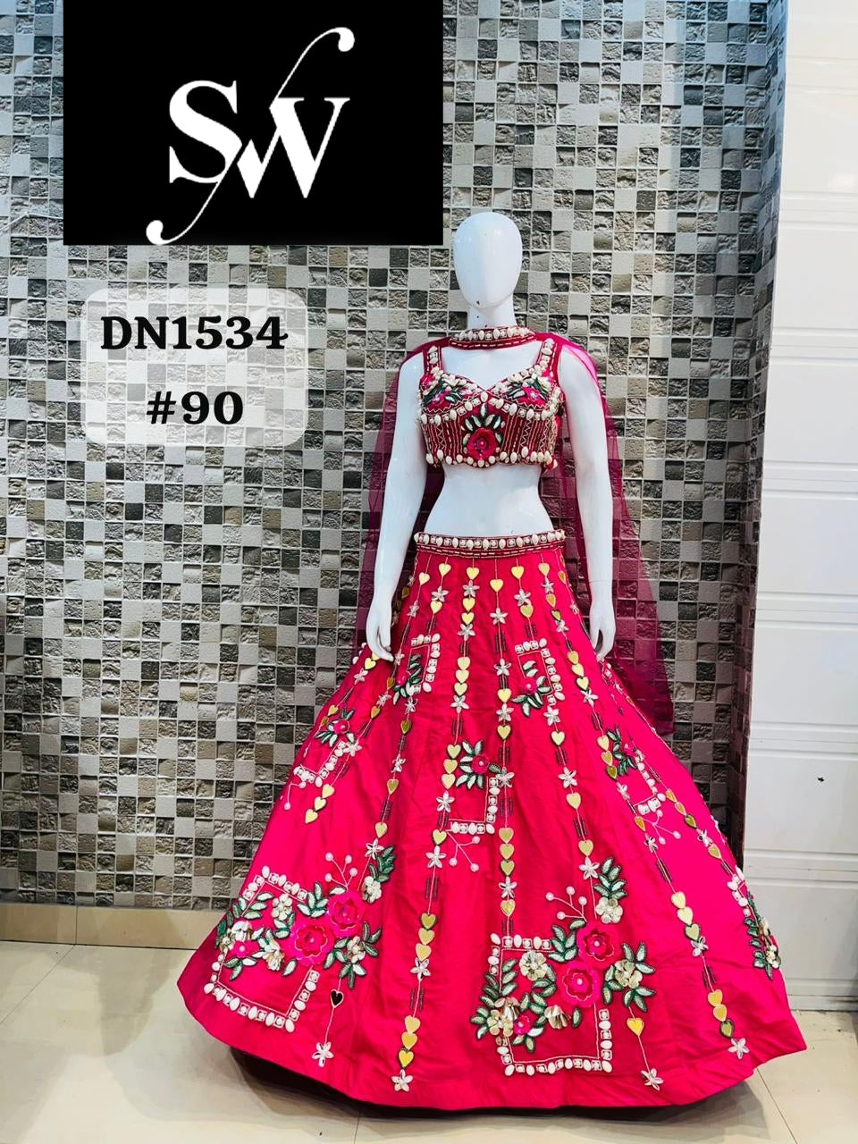 Pink Designer Pdp Crop Top Lehenga