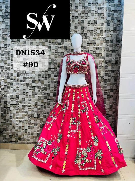 Pink Designer Crop Top Lehenga