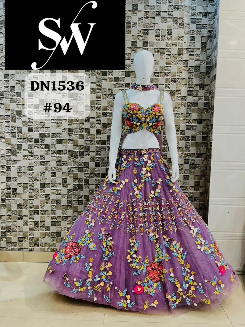 Purple Designer Pdp Crop Top Lehenga