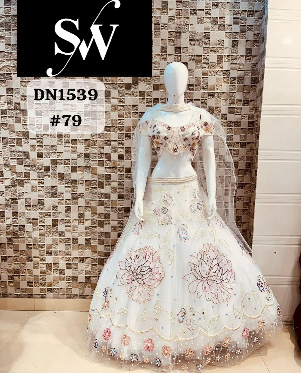 White Pdp Crop Top Lehenga