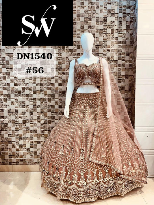 Brown Designer Pdp Crop Top Lehenga