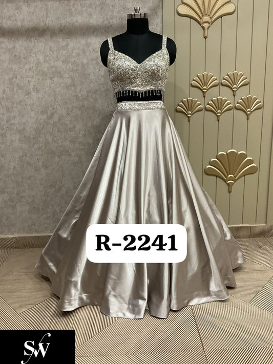 Silver Grey Crop Top Lehenga