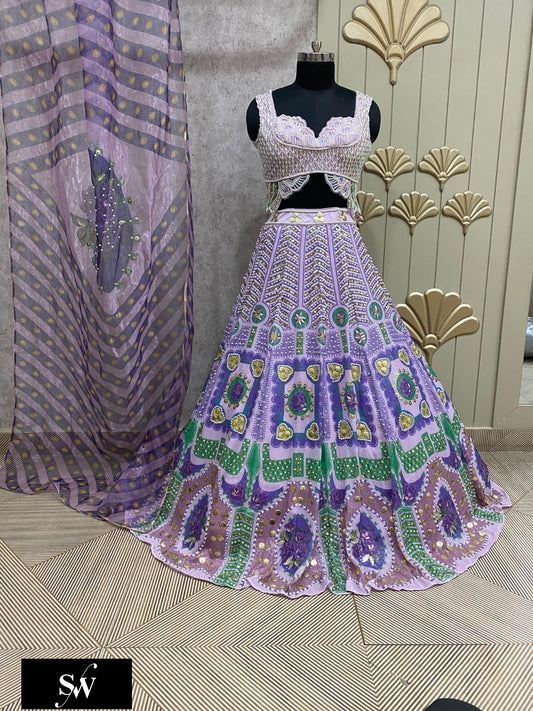 Purple Crop Top Lehenga