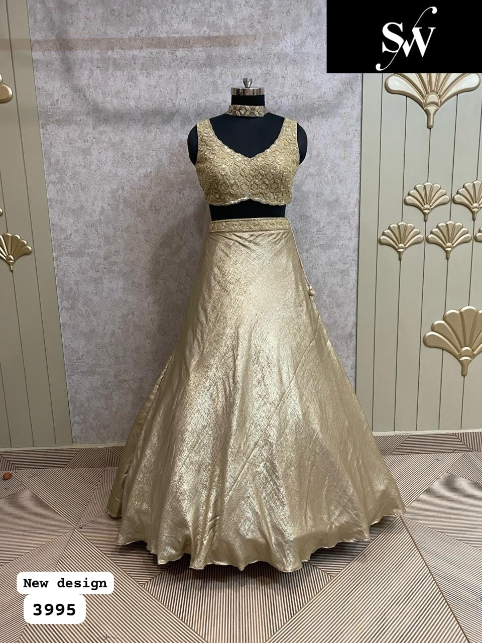 Golden Crop Top Lehenga