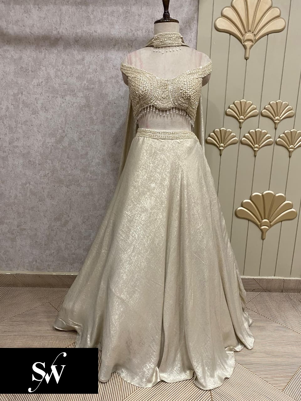 White Crop Top Lehenga