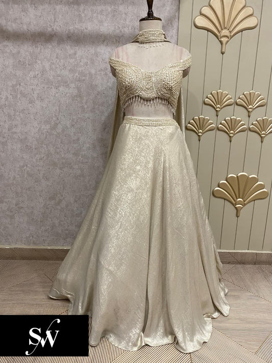White Crop Top Lehenga