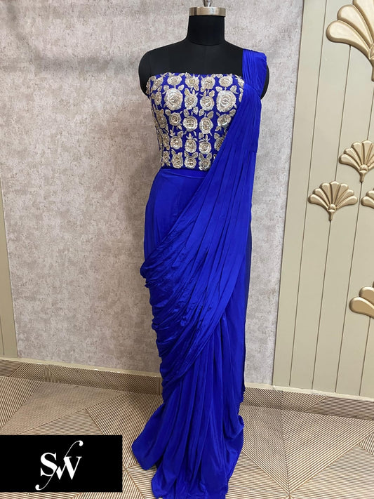 Purple Designer Ready To Wear Designer Drape Saree