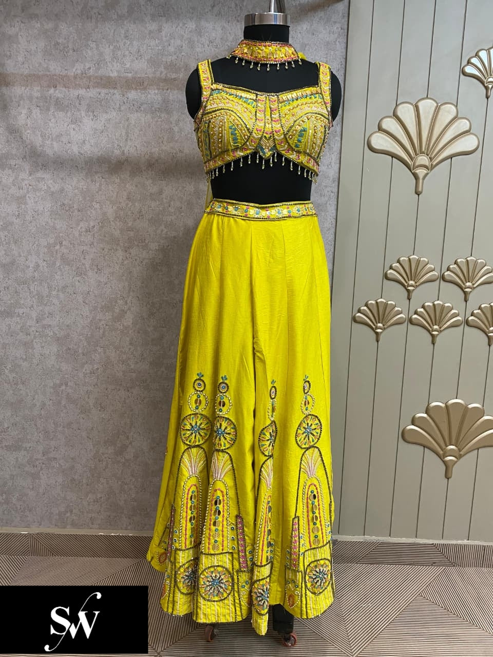 Yellow Haldi Mehendi Plazo Dress Suit