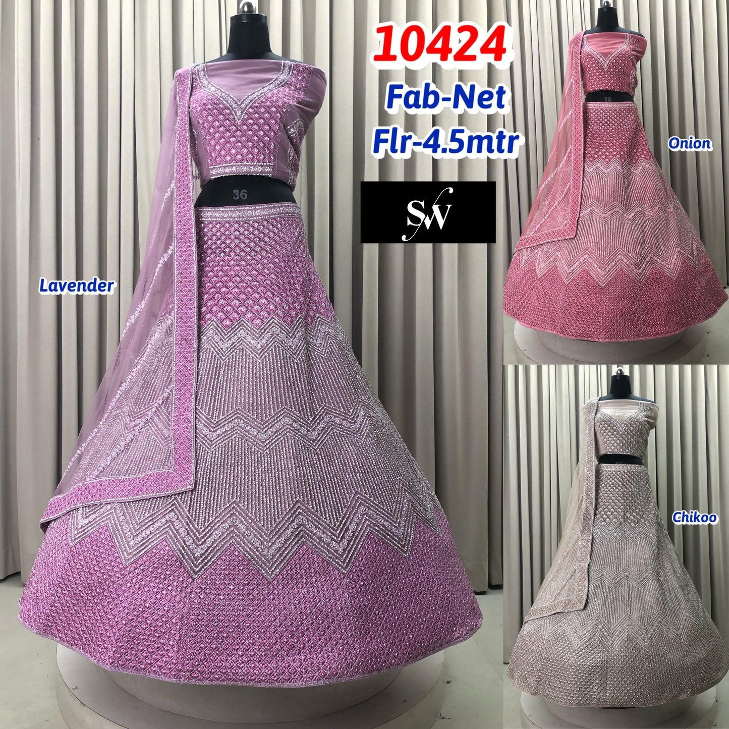 Lavender Onion Pink Chiku Golden Net Lehenga