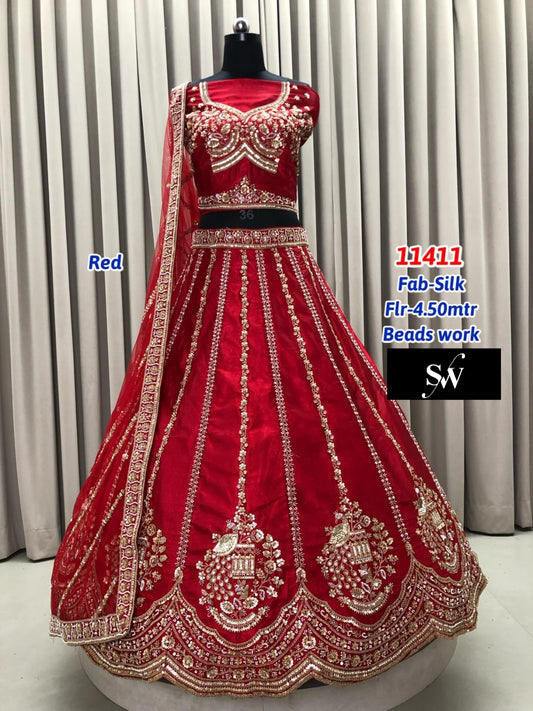 Red Silk Bridal Lehenga