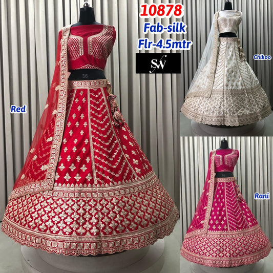 Red Rani Pink Chiku Golden Silk Lehenga