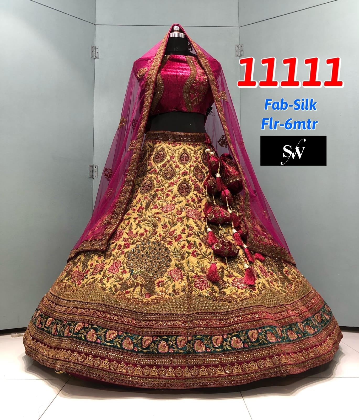 Golden Pink Silk Lehenga