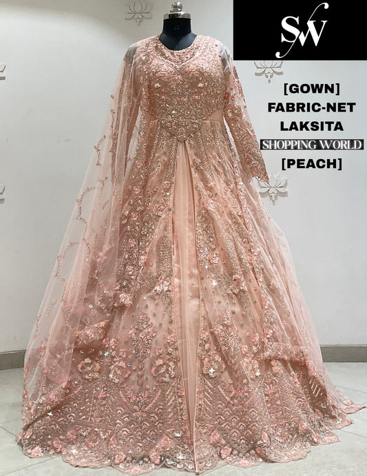 Peach Net Gown