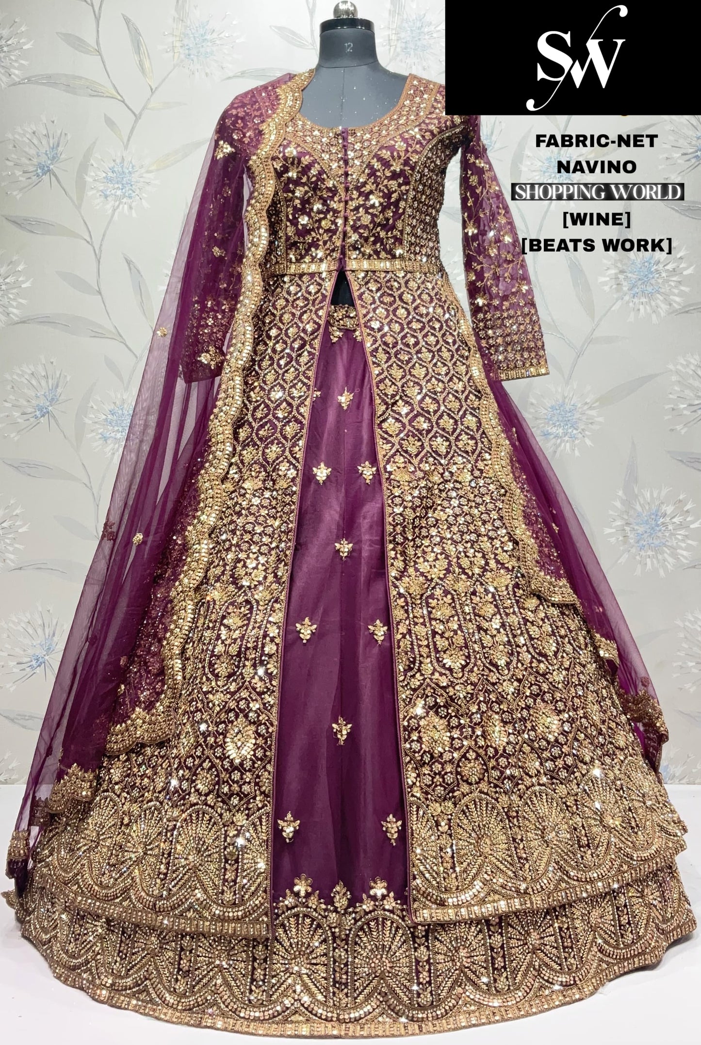 Wine Net long Dress Farshi Garara Dress Special