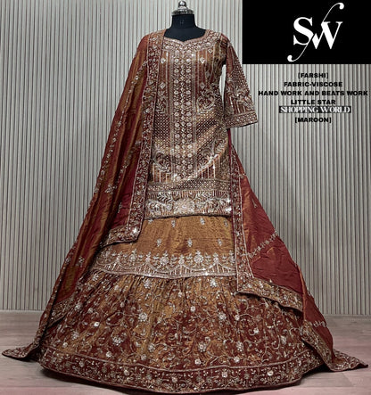 Maroon Viscose long Dress Farshi Garara Dress Special