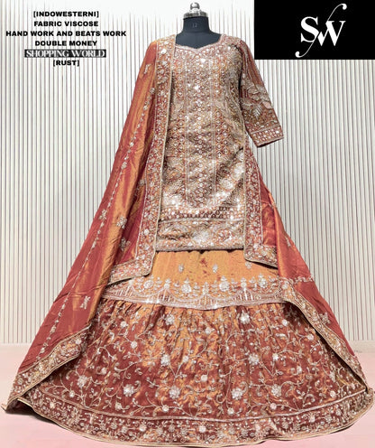 Rust orange Viscose long Dress Farshi Garara Dress Special