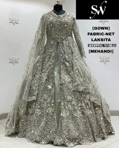 Cream White Net Gown