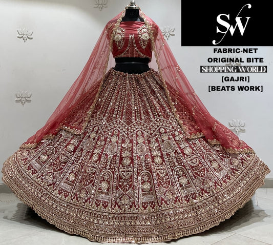 Gajri Pink Net Lehenga