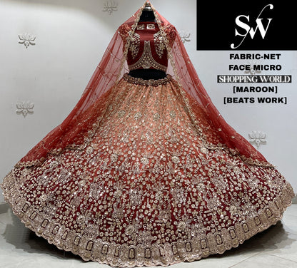 Maroon Net Lehenga