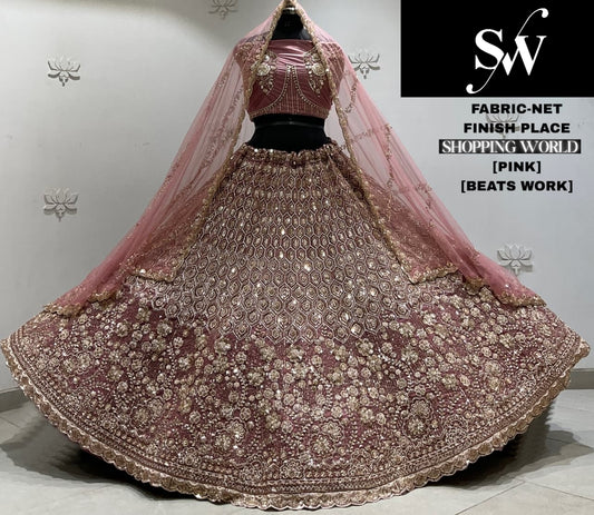 Pink Net Lehenga