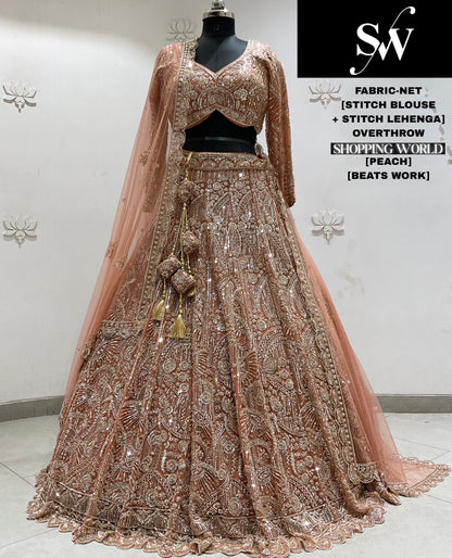 Mehendi Green Net Lehenga