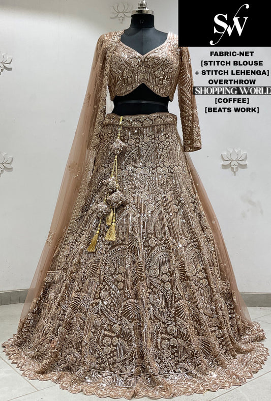 Coffee Brown Net Lehenga