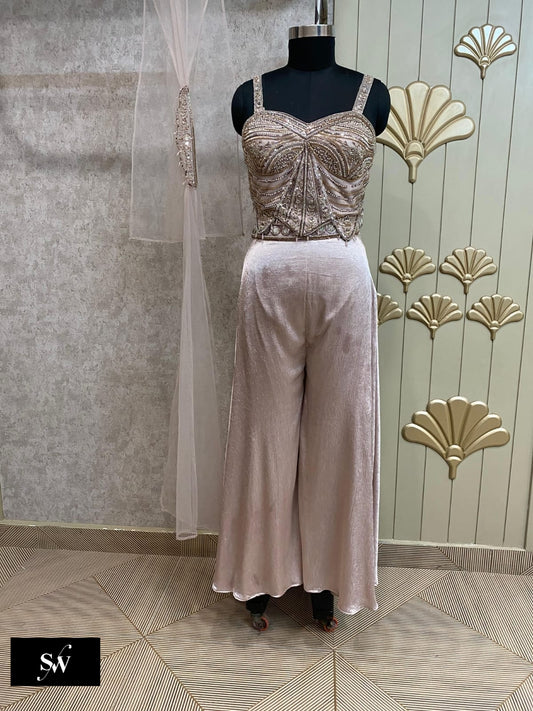 Golden Plazo Dress Suit