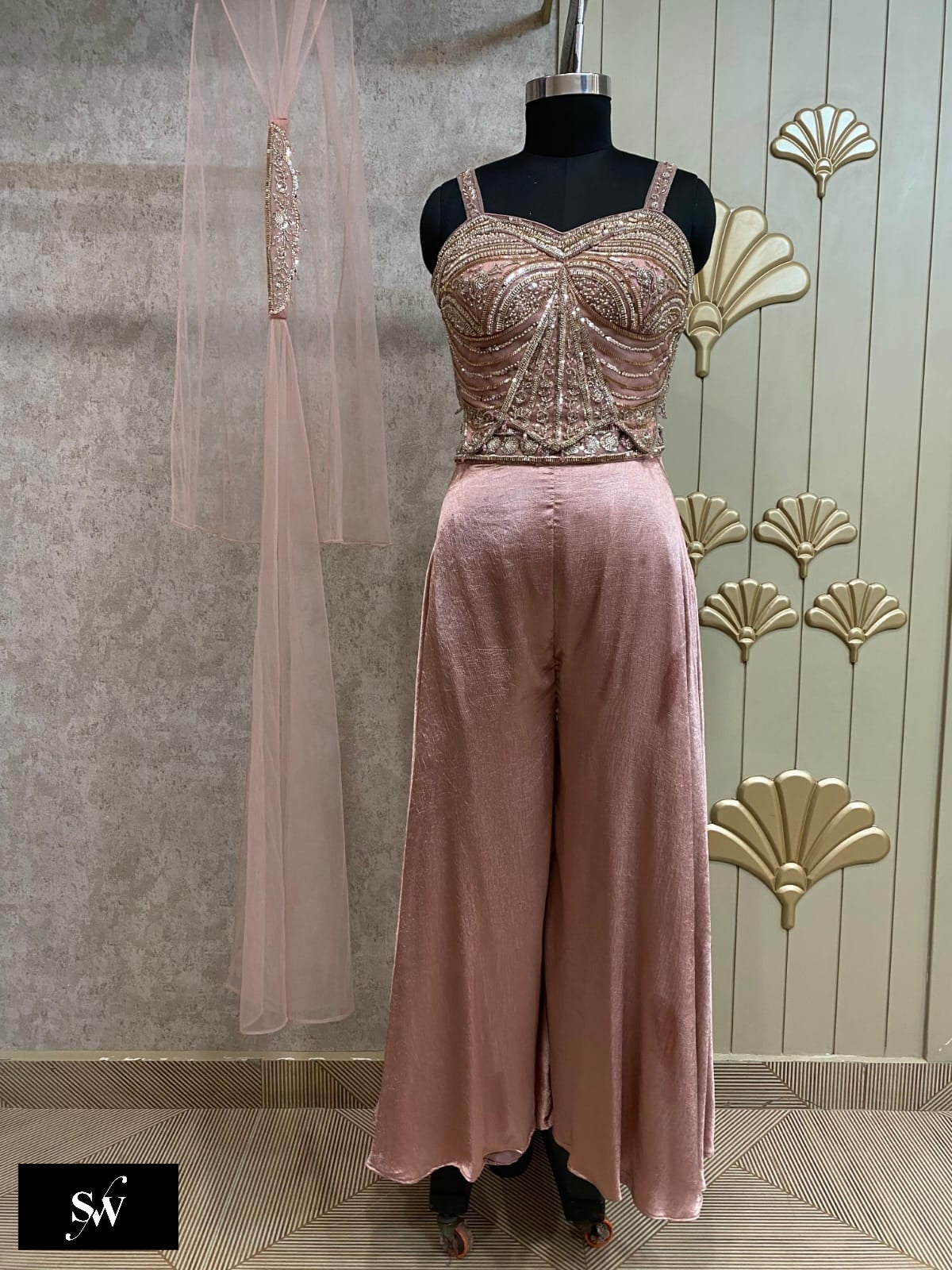 Golden Plazo Dress Suit