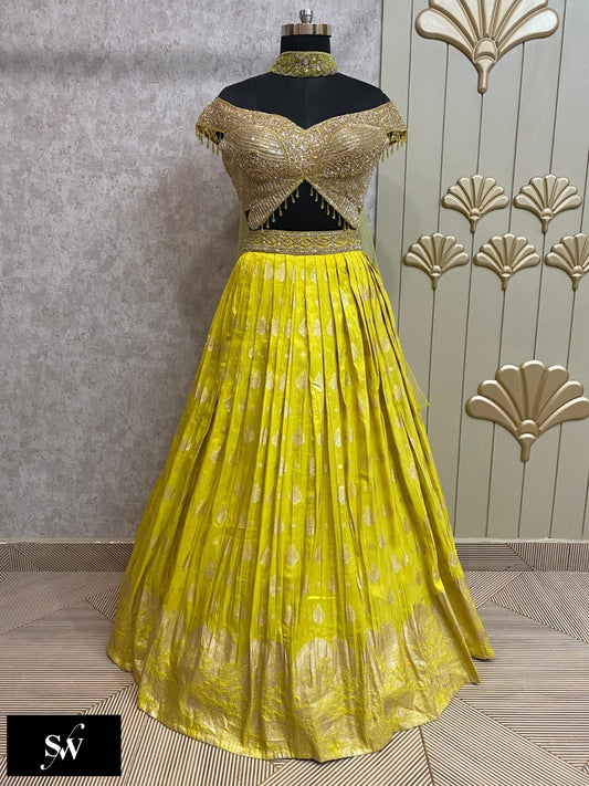 Yellow haldi Crop Top Lehenga