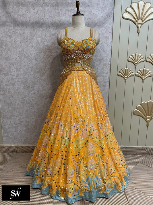 Yellow haldi PDP Crop Top Lehenga