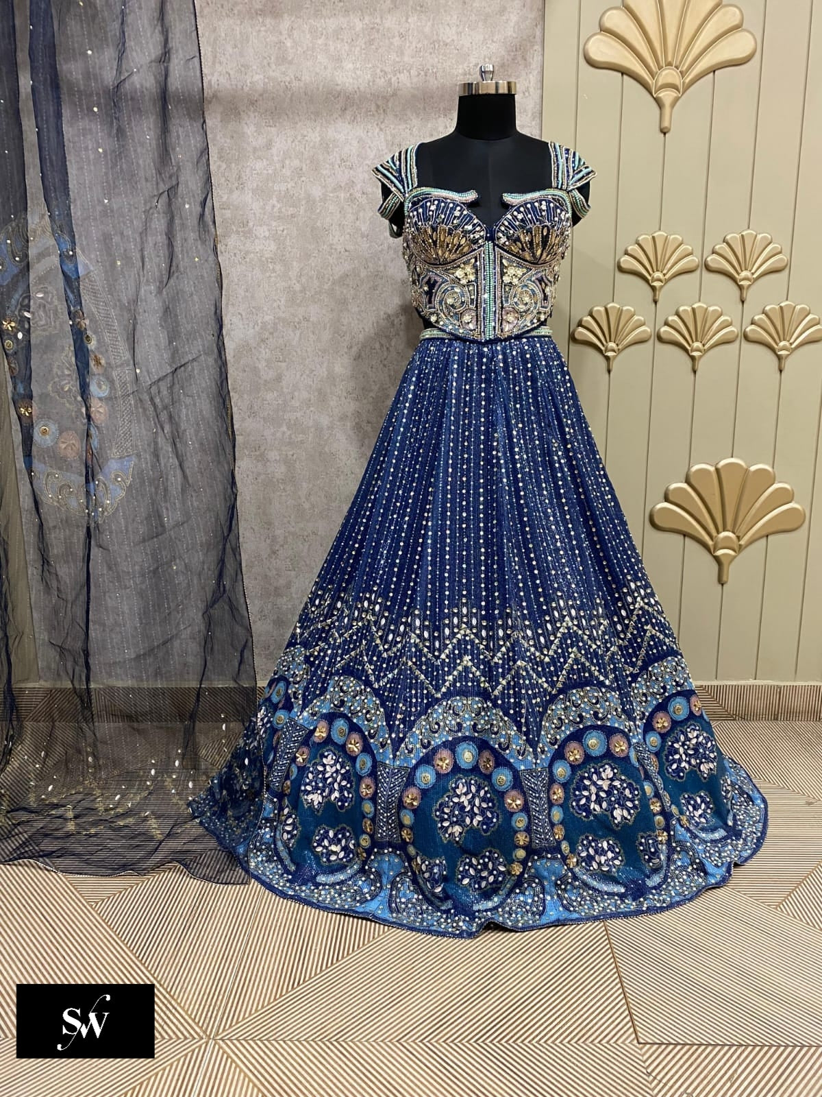 Orange PDP haldi Crop Top Lehenga