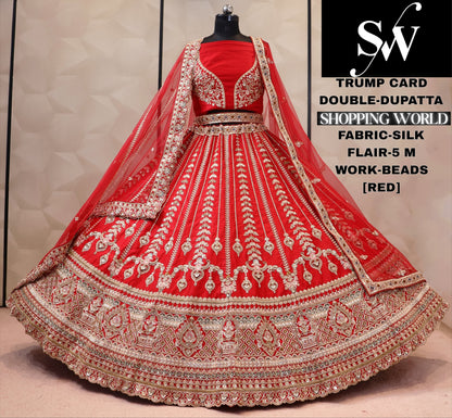 Maroon double dupatta bridal Lehenga