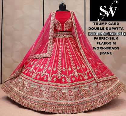 Maroon double dupatta bridal Lehenga