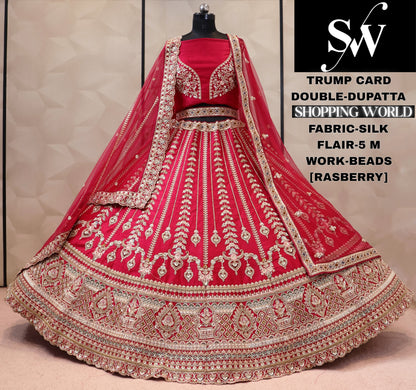 Maroon double dupatta bridal Lehenga