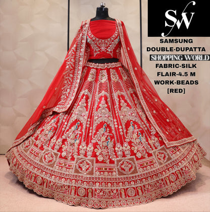 Red double dupatta bridal Lehenga