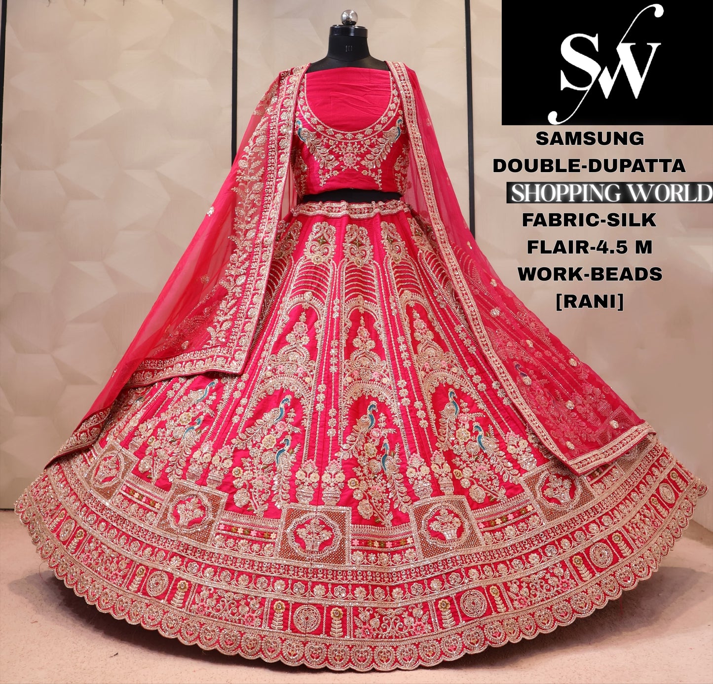 Red double dupatta bridal Lehenga