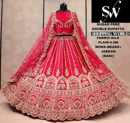 Maroon double dupatta bridal Lehenga