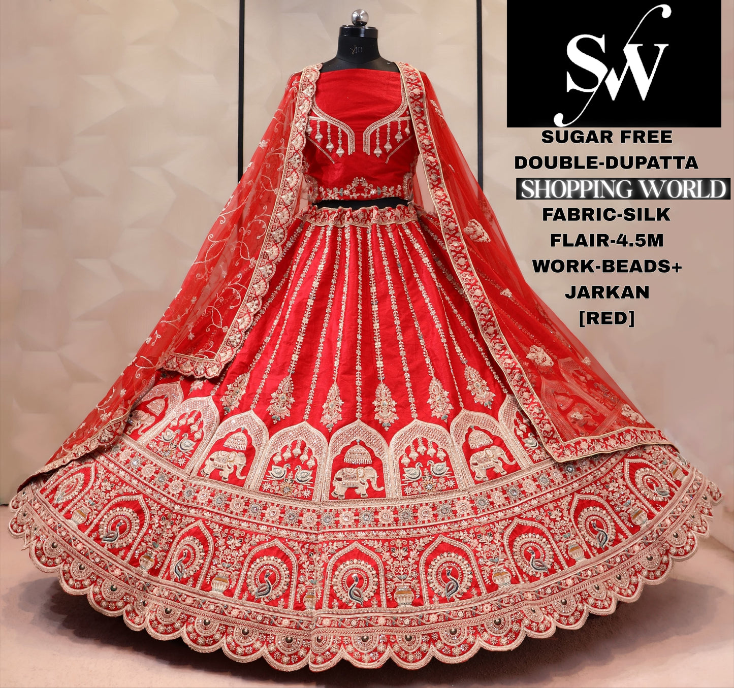 Maroon double dupatta bridal Lehenga