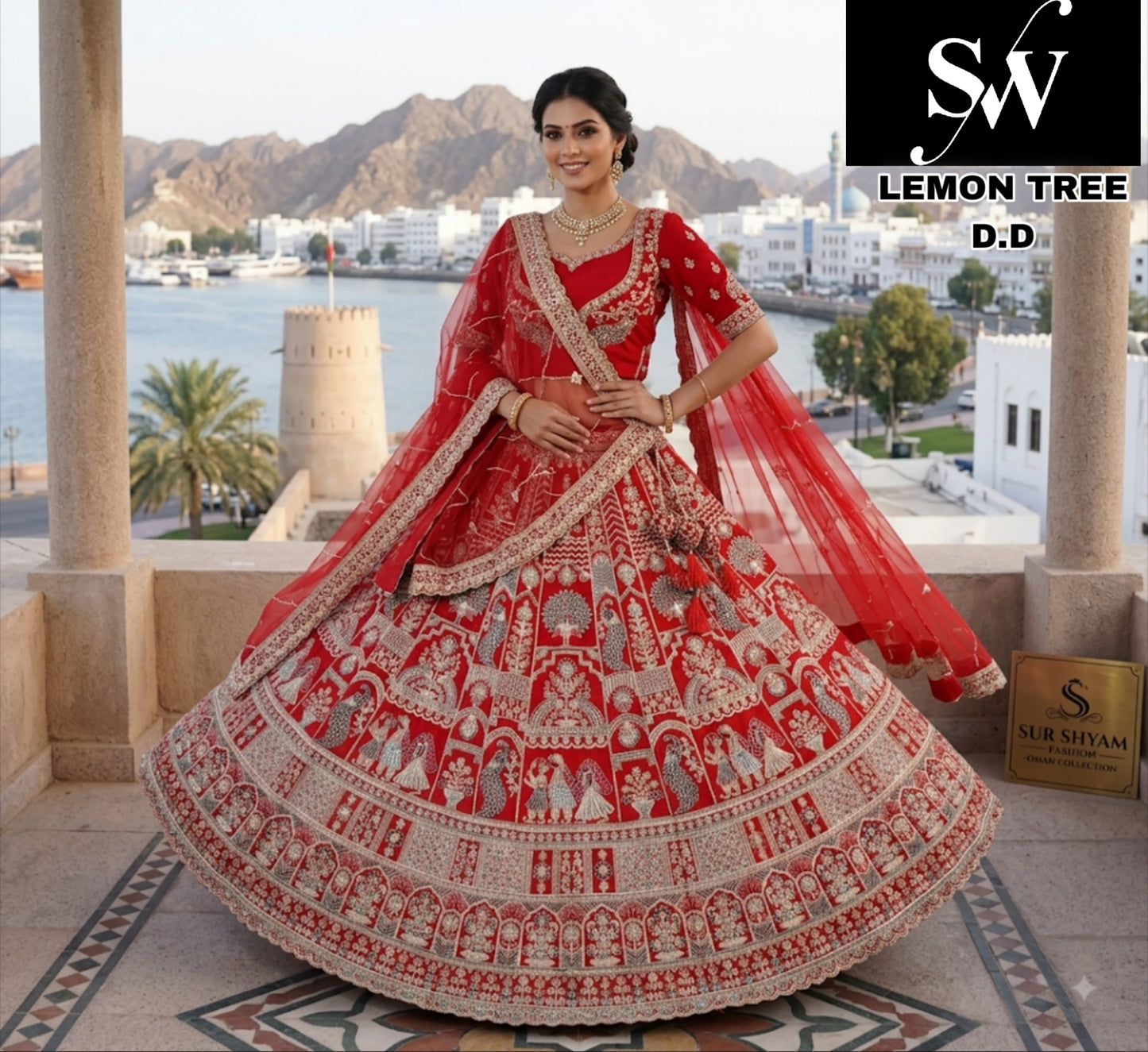 Red double dupatta bridal Lehenga