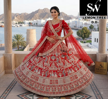 Red double dupatta bridal Lehenga