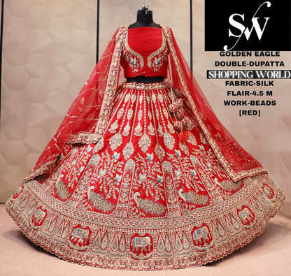 red double dupatta bridal Lehenga